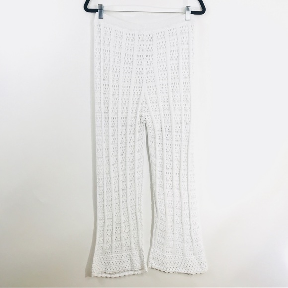 Free People Beach Quinn Crochet Flare Pants White - Picture 3 of 6